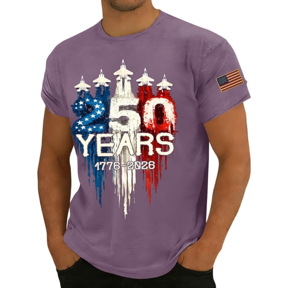 Men's USA 250 Years Patriotic T-Shirt American Flag Graphic Casual Tee USA 250th Anniversary Shirt