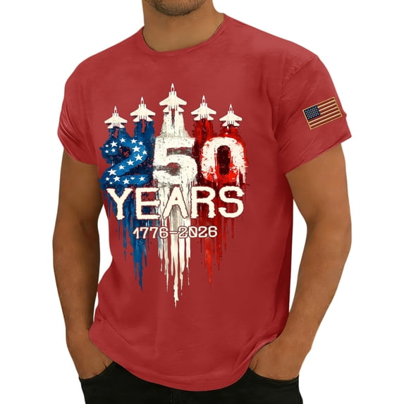 Men's USA 250 Years Patriotic T-Shirt American Flag Graphic Casual Tee USA 250th Anniversary Shirt