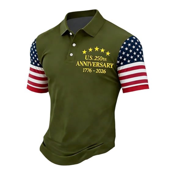 Men's USA 250Th Anniversary Print Polo Shirt 250 Years of Freedom American Flag Patriotic Shirt