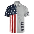 thumbnail image 1 of Men's USA 250th Anniversary American Flag Stars Polo Shirt Patriotic Casual Short Sleeve America 250 Merchandise, 1 of 4