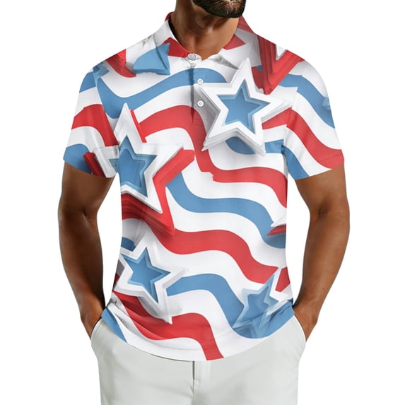 Men's USA 250th Anniversary Patriotic Firework Stars Polo Shirt American Flag Casual Short Sleeve America 250 Merchandise