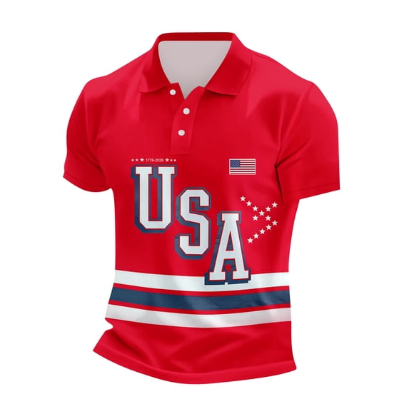 Men's USA 250th Anniversary Patriotic Polo Shirt American Flag Graphic Casual Short Sleeve America 250 Merchandise