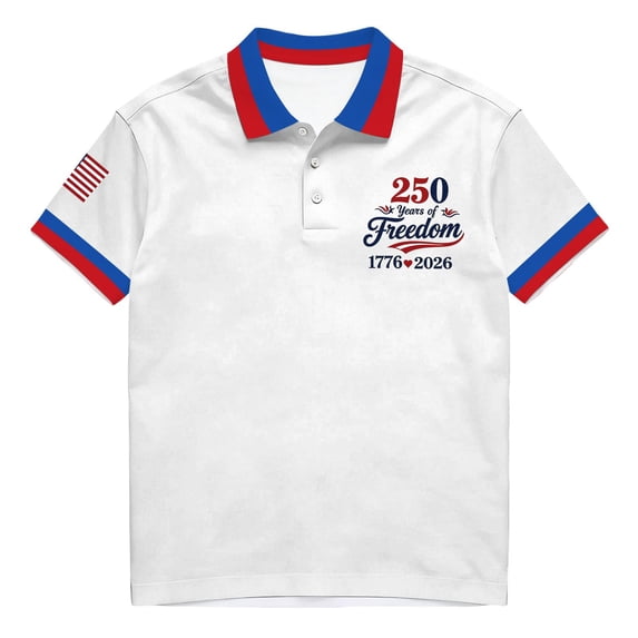 Men's USA 250th Anniversary Polo Shirt We The People Patriotic Flag Short Sleeve Golf Tee