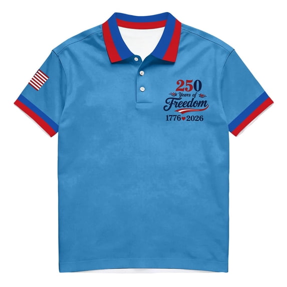 Men's USA 250th Anniversary Polo Shirt We The People Patriotic Flag Short Sleeve Golf Tee