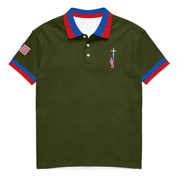 Men's USA 250th Anniversary Polo Shirt We The People Patriotic Flag Short Sleeve Golf Tee