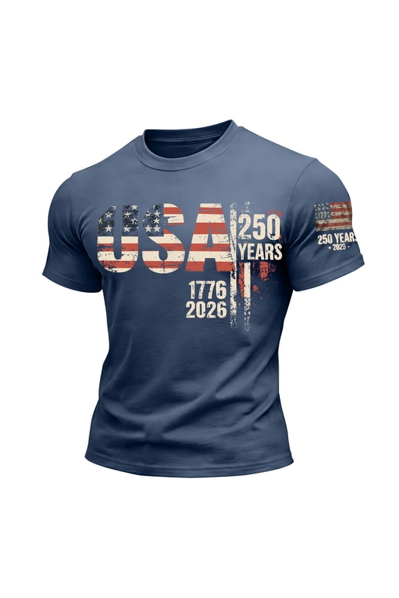 Men's USA 250th Anniversary Shirt 1776-2026 Patriotic American Flag 250 Years Graphic T-Shirt