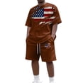 thumbnail image 1 of Men's USA 250th Anniversary Shirt Summer Casual 2 Piece Crew Neck Outfits, Flag Print 250th Birthday Patriotic Short Sleeve Shirt and Shorts Sets Beach Vacation, 1 of 4