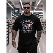 Mens USA 250th Anniversary T-Shirt 1776-2026 Patriotic United States Graphic Tee Retro Commemorative Cotton Top