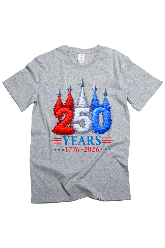 Men's USA 4th of July Jet flyover 250th anniversary 1776-2026 T-shirt patriotic Tees (4X-Large Grey)
