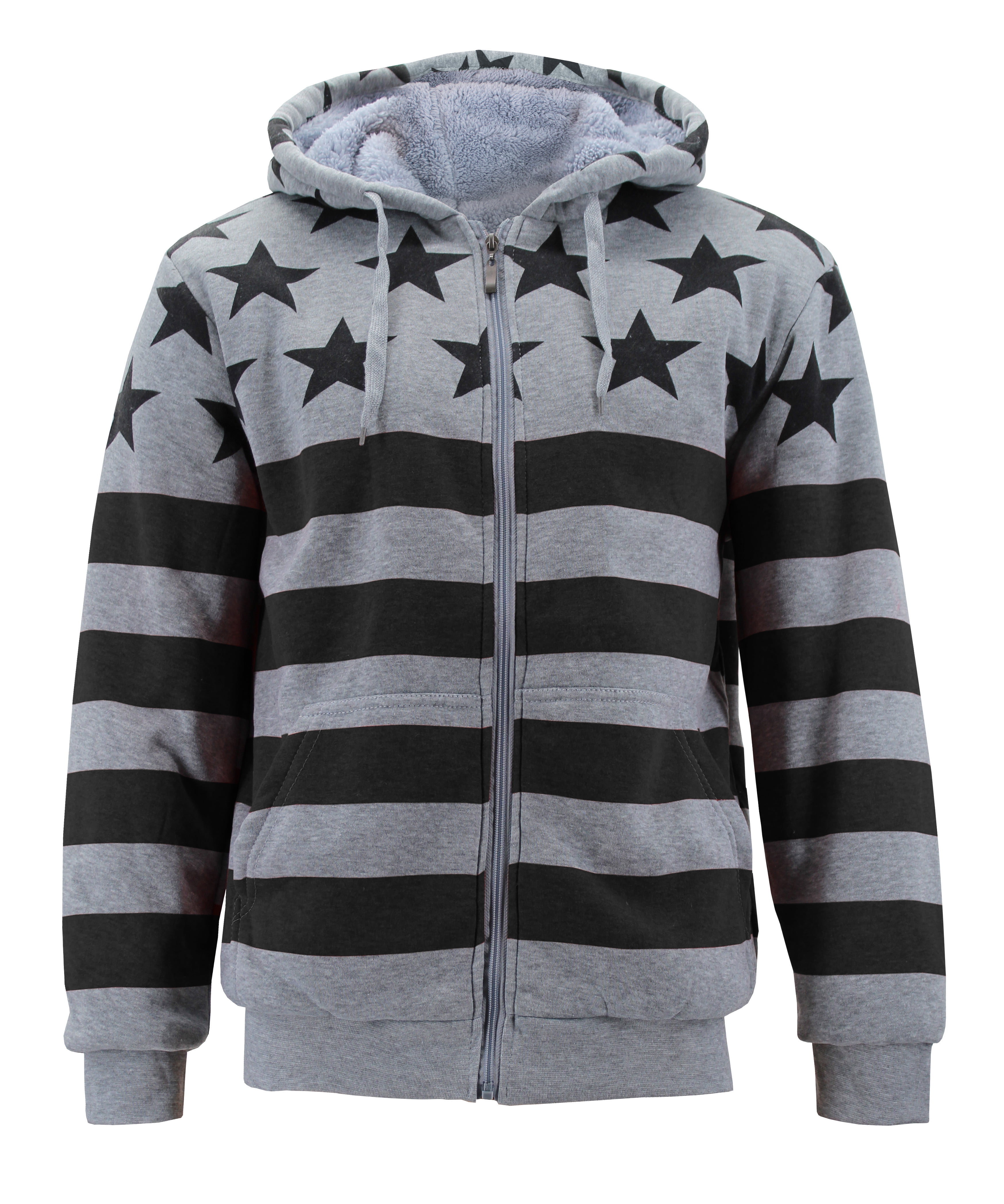 Men's USA Flag Athletic Soft Sherpa Lined Fleece Zip Up Hoodie