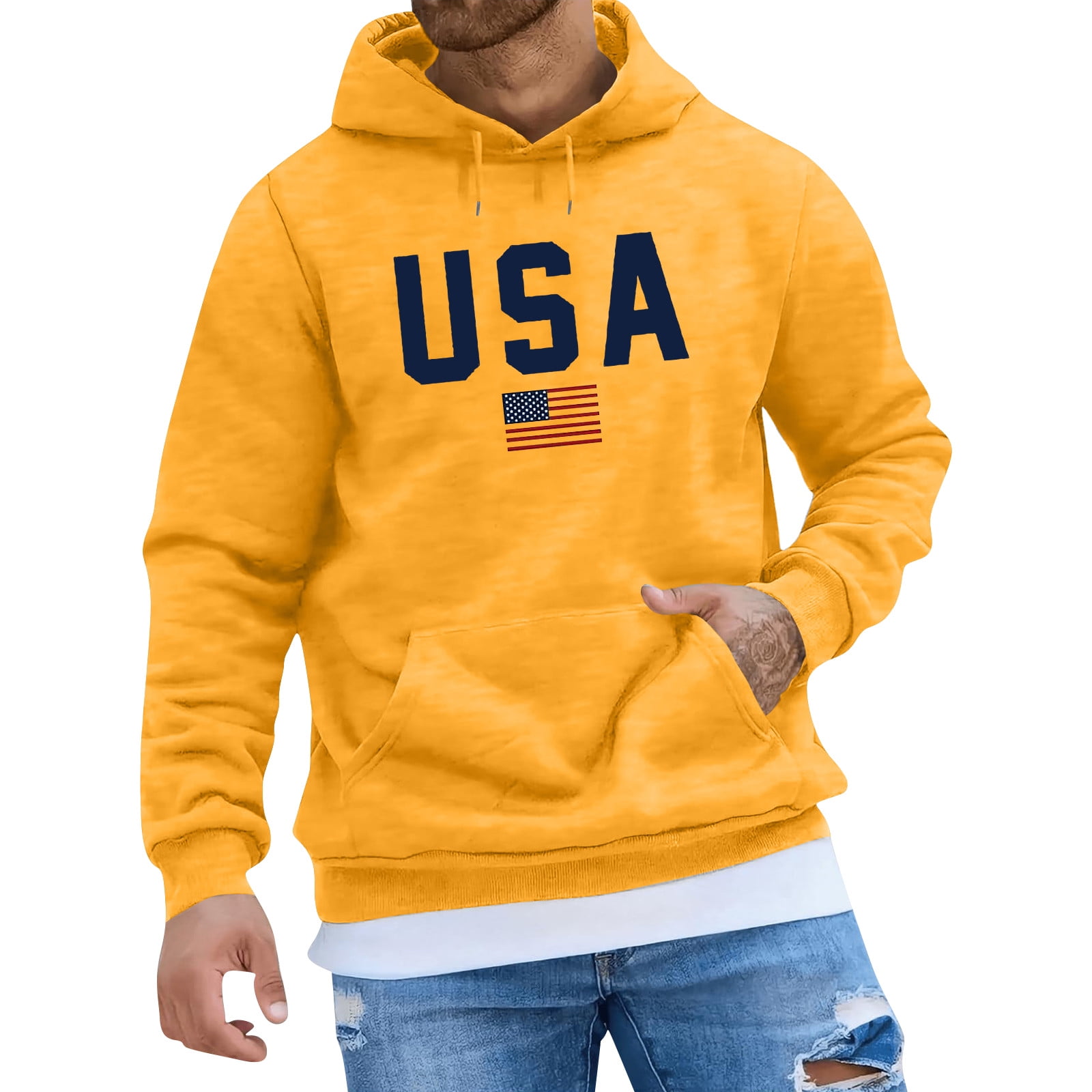 Men's USA Flag Hoodie Patriotic American Flag Sweatshirt Comfortable ...