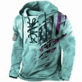 thumbnail image 1 of Men's USA Flag Print Hoodies Long Sleeve T-Shirt Vintage Lace Up Hooded Sweatshirts Shirts Drawstring Tee Tops, 1 of 5