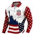 thumbnail image 1 of Men's USA Flag Tops USA 250th Anniversary Long Sleeve Polo Shirts Button Up Lapel Tshirts Patriotic Tops, 1 of 2