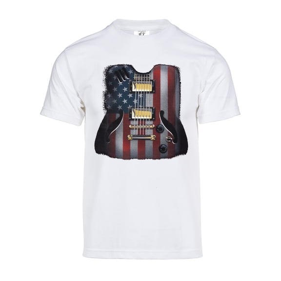 Men's USA Guitar Flag Short-Sleeve T-Shirt, Dark Grey 2XL