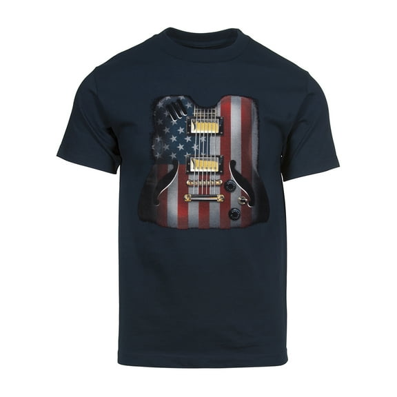 Men's USA Guitar Flag Short-Sleeve T-Shirt, Navy M