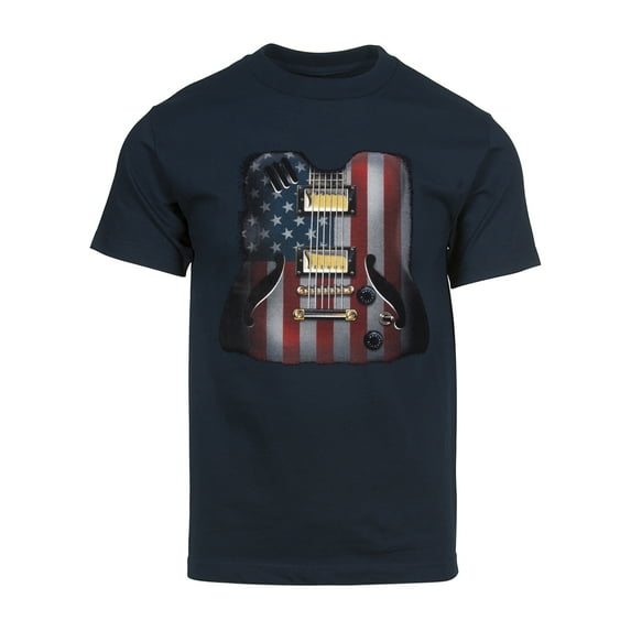 Men's USA Guitar Flag Short-Sleeve T-Shirt, Navy S
