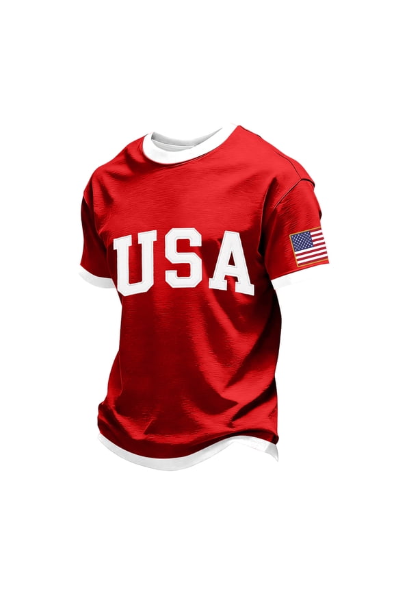 Men's USA Patriotic T-Shirt American Flag Short Sleeve Casual Tee USA 250th Anniversary Shirt