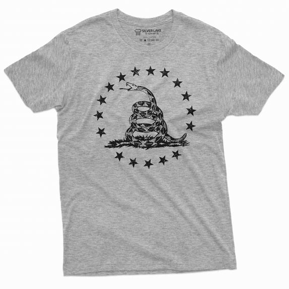 Men's USA Patriotic T-shirt 4th of July Independence day American flag shirt 1776 rattlesnake shirt (3X-Large Grey)
