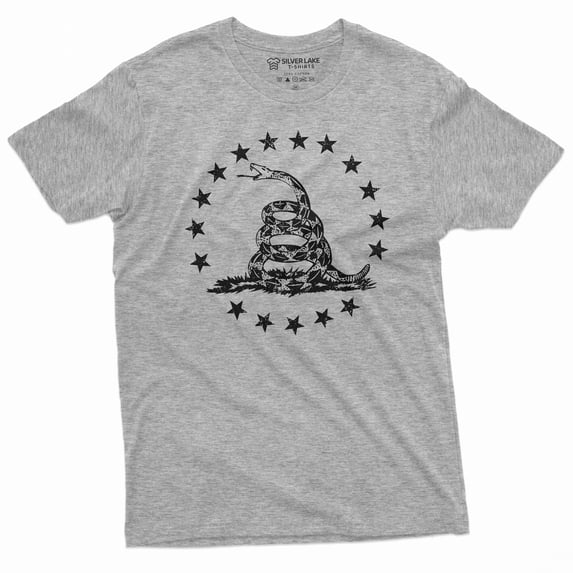 Men's USA Patriotic T-shirt 4th of July Independence day American flag shirt 1776 rattlesnake shirt (Medium Grey)