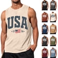 thumbnail image 1 of Men's USA Patriotic Tank Top with American Flag Graphic and Sleeveless Design Featuring Bold Print for Independence Day 2026 Memorial Day Green XL, 1 of 4