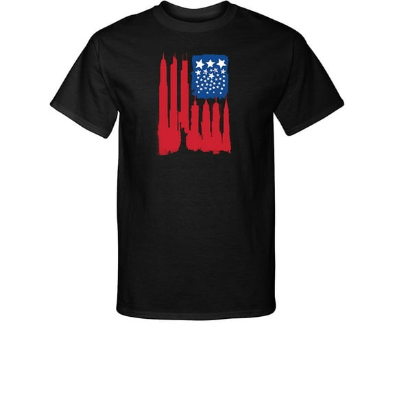 Men's USA Skyscraper TALL Tee Shirt - Black, Large Tall