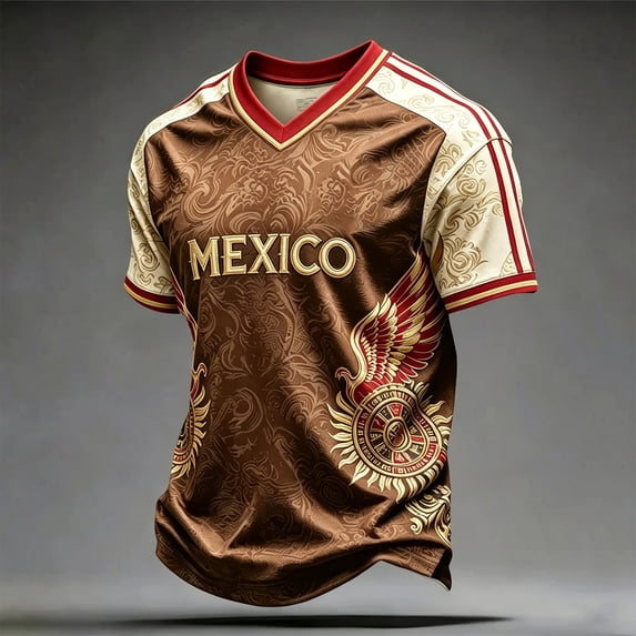 Men's USA Soccer Jersey 2026 Country Team Crewneck Short SleeCrewe Fan International Football Shirt Retro Streetwear Top Brown M