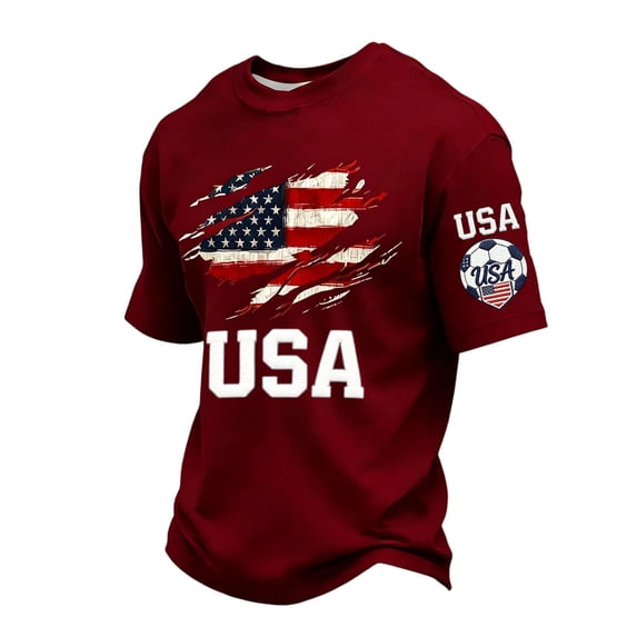 Men's USA Soccer Jersey 2026 World Soccer Game National Team Fan Crew Neck Short Sleeve Game Day Football Tee Hot Pink S