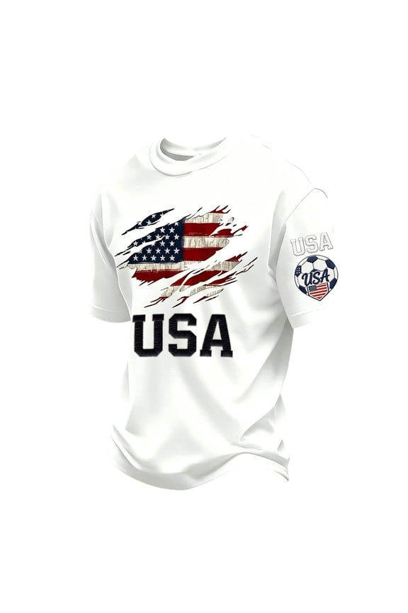 Men's USA Soccer Jersey Shirts 2026 Country Team Short Sleeve Crew Neck Fan International Football Shirt Retro Streetwear Top White XXXXL