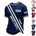 thumbnail image 1 of Men's USA Soccer Jersey Shirts - 2026 Team Short Sleeve Crewneck Fans Football Shirts, Retro Streetwear Tops for Game Day Dark Blue L, 1 of 8