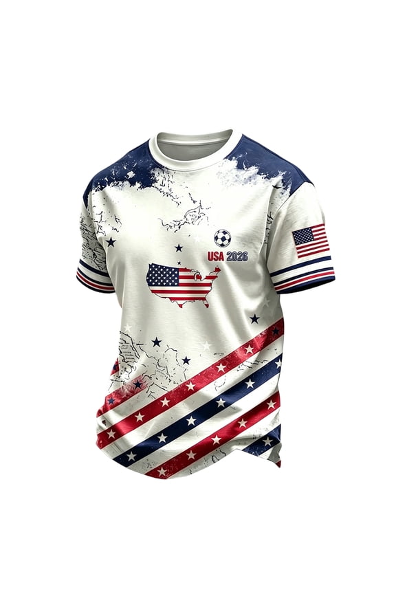 Men's USA Soccer Jersey Short Sleeve America Team Stretch Breathable Fans Football Tee Casual Streetwear