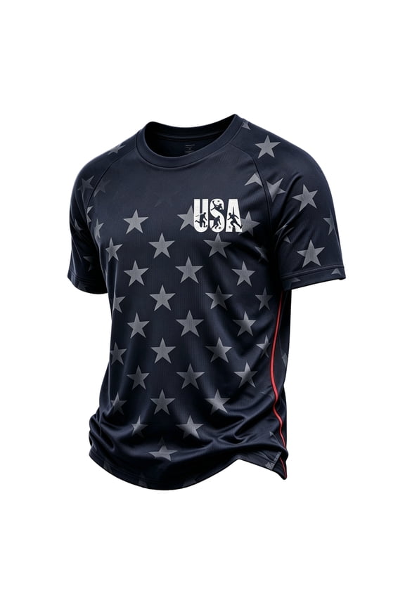 Men's USA Soccer Shirt Retro USA Soccer Pattern Crew Neck Lightweight Soccer Jersey Top Soccer Lover Practice Jerseys
