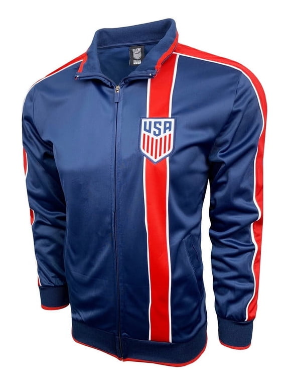 Men's USA Soccer Track Jacket, Licensed US Soccer Full Zip Jacket, Solid Print (S)