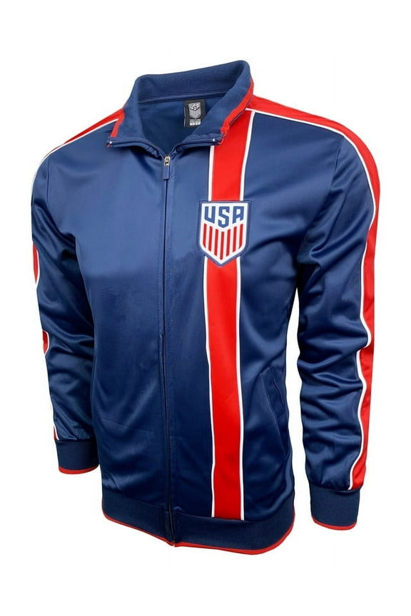 Men's USA Soccer Track Jacket, Licensed US Soccer Full Zip Jacket, Solid Print (S)