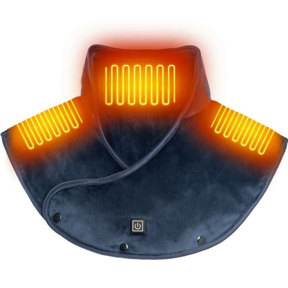 Men's USB Electric Heating Shawl, Rechargeable Heated Wrap, Shoulder Neck Warmth Pad, Portable Heating Scarf, Cordless Thermal Wrap, Outdoor Electric Blanket, Fast Heating Pad - Dark Blue