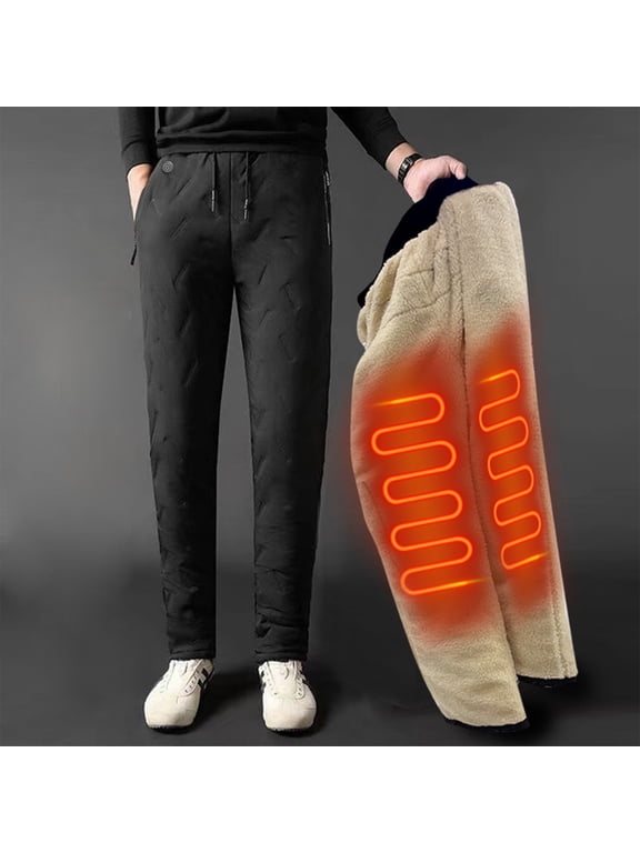 Men s USB Heated Pants with 10 Heating Areas, Fleece Lined Winter Trousers for Cold Weather, 3 Temperature Settings Portable for Outdoor Work Travel, 560g Weight