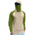 thumbnail image 1 of Men's UV Protection Sun Hoodie Color Block UPF 50+ Long Sleeve Fishing Shirt Lightweight Hiking Rash Guard, 1 of 4
