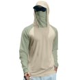 thumbnail image 1 of Men's UV Protection Sun Hoodie Color Block UPF 50+ Long Sleeve Fishing Shirt Lightweight Hiking Rash Guard, 1 of 4
