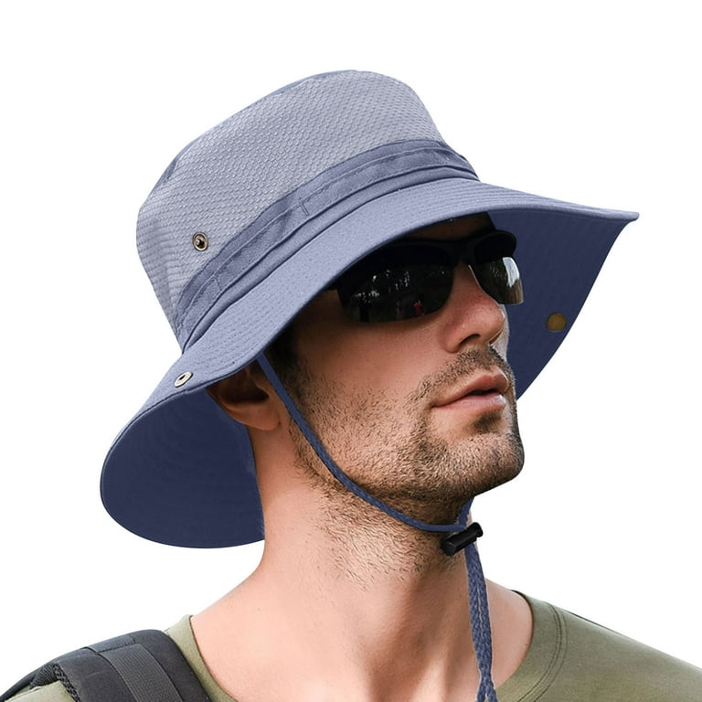 Men's UV Protection Wide Sun Hats Cooling Mesh Ponytail Hole Cap