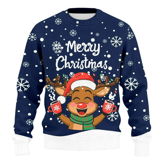 Men's Ugly Christmas Sweaters - Funny Christmas Sweaters for Men - Fun Holiday Pullovers,Blue,M