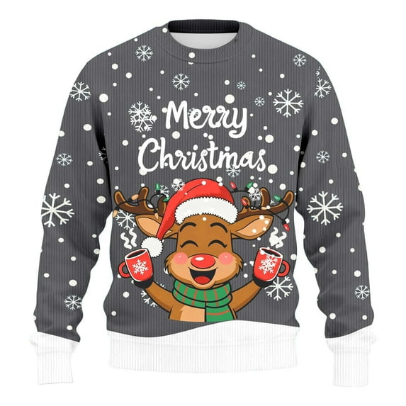 Men's Christmas Sweaters - Funny Christmas Sweaters for Men - Fun Holiday Pullovers,Grey,XL