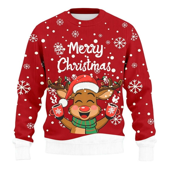 Men's Christmas Sweaters - Funny Christmas Sweaters for Men - Fun Holiday Pullovers,Red,L