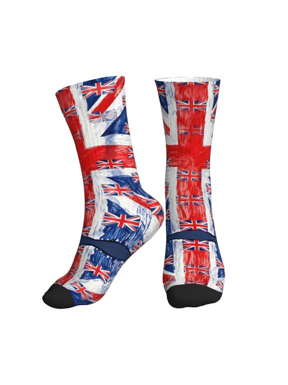 Men's Uk Flag Union Jack Novelty Athletic Socks Women's Digital Printing Funky Patterned Crew Socks