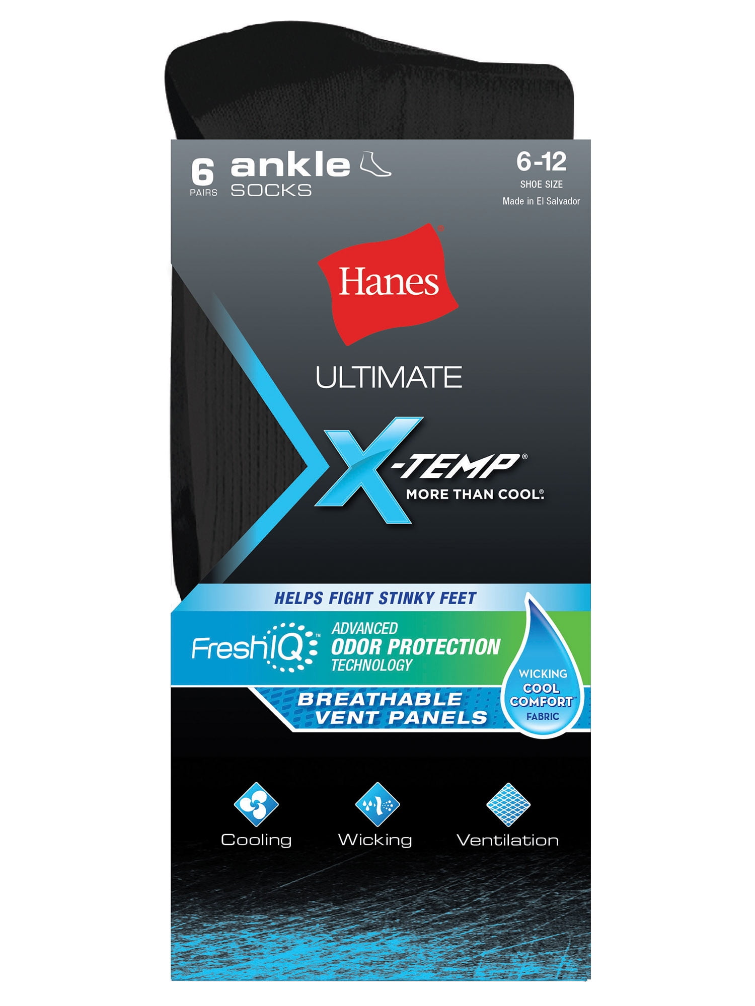 Men's Ultimate X-Temp Ankle Socks, 6 Pack