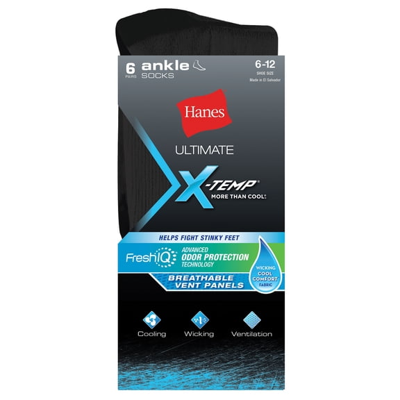 Men's Ultimate X-Temp Ankle Socks, 6 Pack