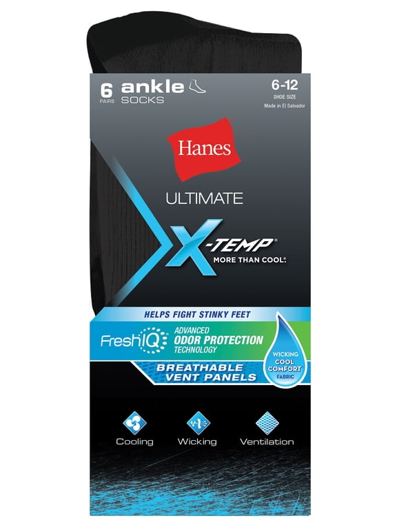 Men's Ultimate X-Temp Ankle Socks, 6 Pack