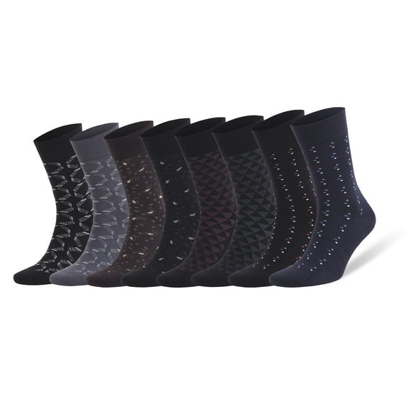 Men’s Ultra-Soft Bamboo Dress Socks 8 Pairs, Breathable, Odor-Free, Moisture-Wicking Crew Socks