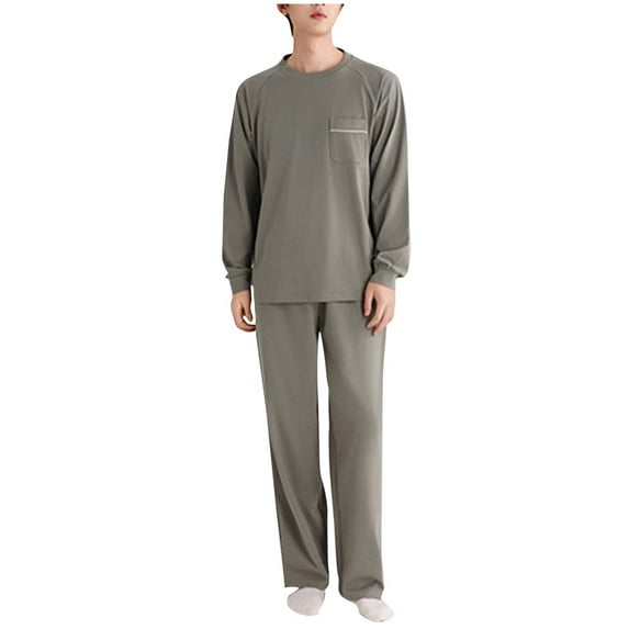 Men’s Ultra Soft Cotton Pajama Set – Pullover Long Sleeve Sleepwear with Drawstring Pants (Comfy, Breathable Loungewear)