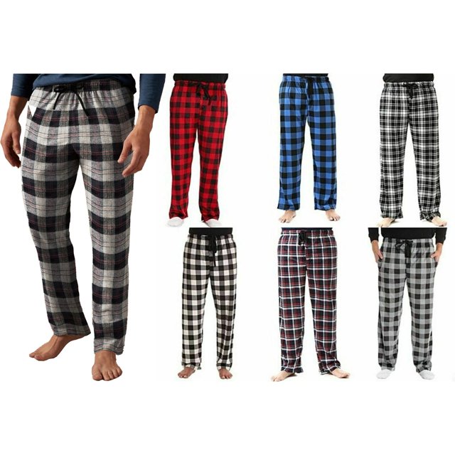 Men's Ultra Soft Cozy Flannel Fleece Plaid Pajama Sleep Bottom Lounge