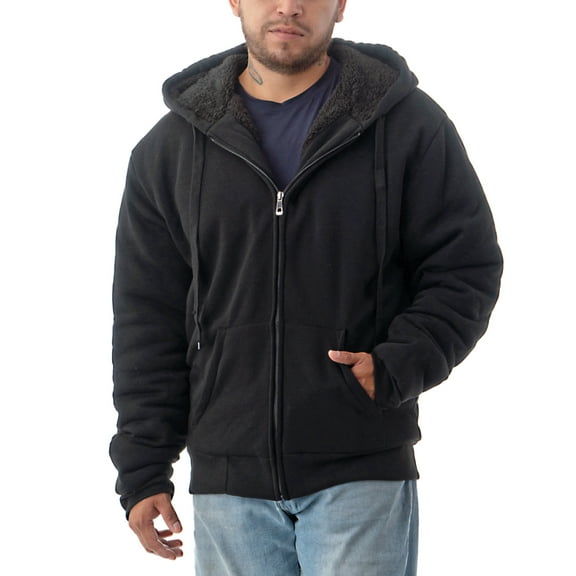 Men's Ultra Soft Sherpa Lined Hoodie - Full Zip Fleece Lining Winter Sweatshirts M-5XL
