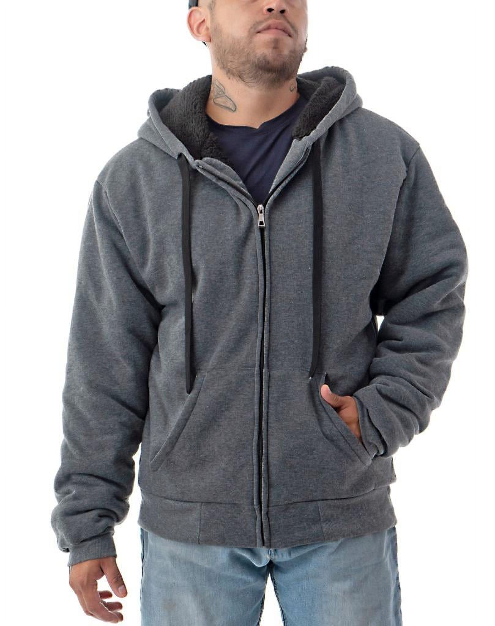 CANADA WEATHER GEAR Men's Hoodie - Sherpa Lined Fleece Full Zip Up ...